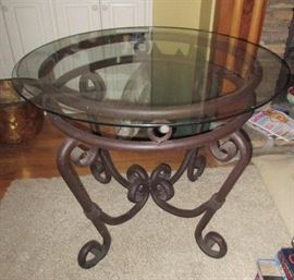 heavy iron base table glass top