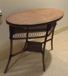 vintage wicker table natural finish
