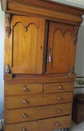chestnut cabinet 86" high, 20" deep, 46" wide,