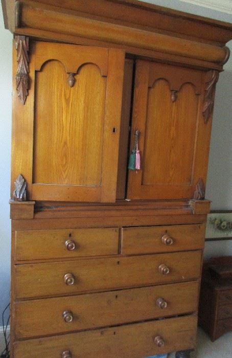 chestnut cabinet 86" high, 20" deep, 46" wide,