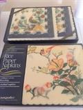Rice paper napkins, cloth napkins, placemats
