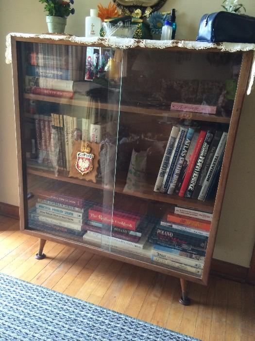 MCM bookcase with sliding glass doors