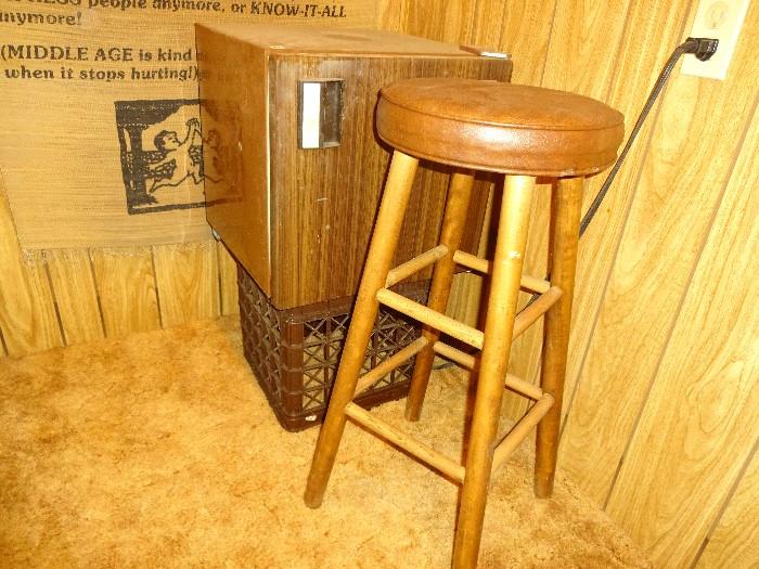 mini fridge & bar stool