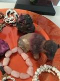 Carved semi precious stone buffalo & squirrel 