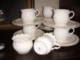 Belleek cups & saucers along with the matching sugar & creamer