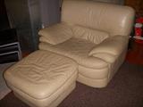 Leather (used condition) oversize chair and ottoman
