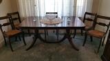 Duncan Phyfe Pedastal Table with one leaf and 4 chairs - excellent condition