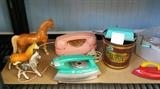 Childrens vintage toys including ice cream maker