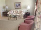 Sofa (Sherrill), End Tables (Cherry - Pennsylvania House), Lamps (Stiffel) and Tub Chairs