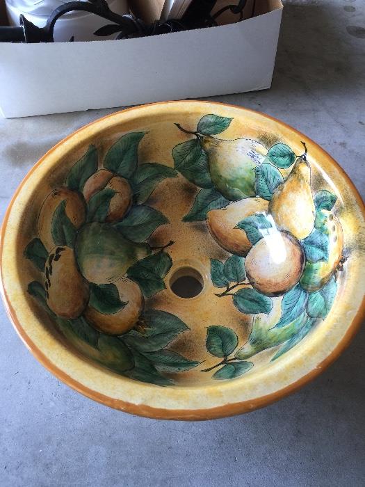 Hand painted sink basin