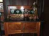 Welsh wash stand, Tile back, marble top