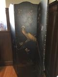 Victorian leather hand-painted room divider