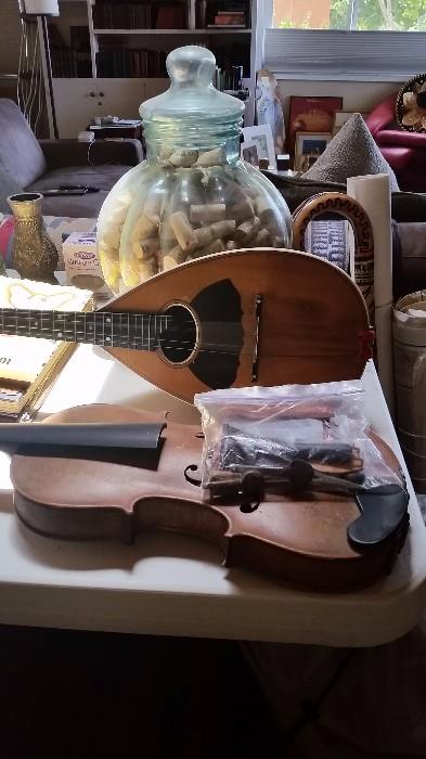cork collection, mandoline, violin