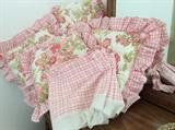 Darling pink comforter set with three pillow and bed dust ruffle