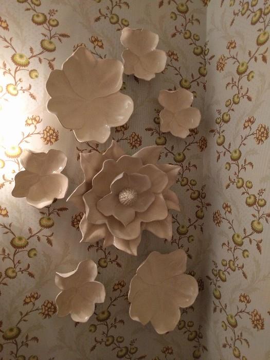 Very "Suthun" porcelain wall collage of magnolias, as interpreted by the Italian Global Views Co.