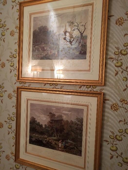 Pair of very nicely framed/matted English countryside bucolic prints