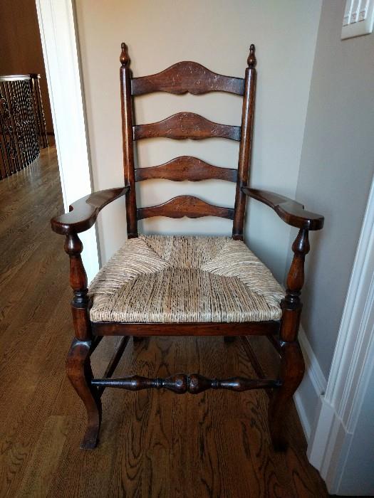 Nice pair of vintage mahogany/rush seat armchairs