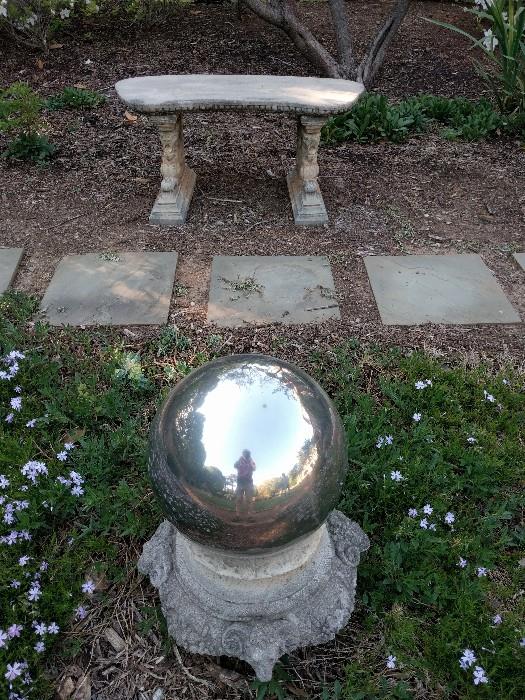 Mirror, mirror on the ball, who's the fairest estate sale company of them all?                                                              A Southern Spirit, of course!                                                                                        Who were you thinking, goofy?                                                  Concrete bench also included in sale.  