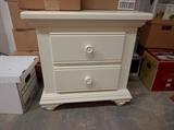 White wooden bedside table, by Broyhill.