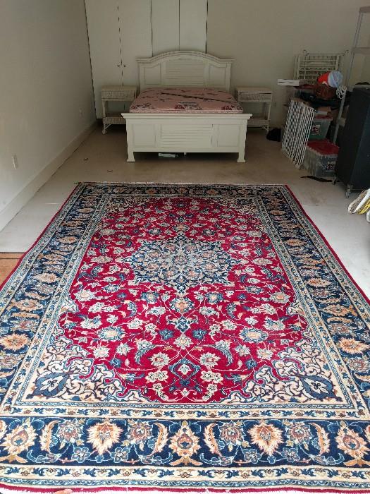 Yet another beautiful Persian rug, a Habibiyan Nain design, this hand woven, 100% wool beauty measures 8' x 11' 2''. Wonderful estate condition; this is the light side of the rug.