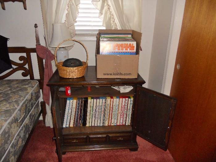 Record cabinet with large selection of LP's and 45's