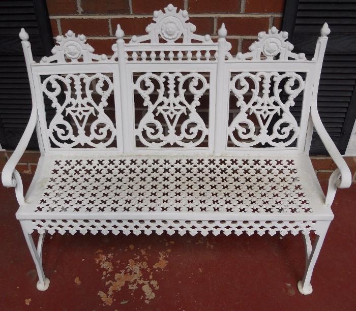 Beautiful heavy metal porch bench--2 of these available