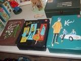 vintage barbie & ken boxes with stuff 