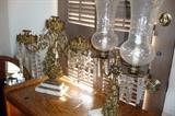 Metal, glass and marble lamp and candle holder