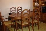 Wooden Dining table - two leaves - bookcase also.