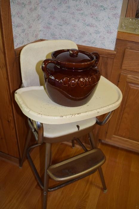 Vintage high chair and cookie jar