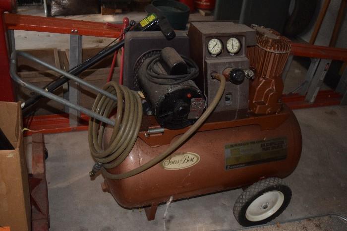 Sears Craftsman air compressor/paint sprayer. 2 hp, twin cylinder. Model 106.154781