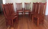 Set Eight Restoration Hardware High-back Mission Inspired Cherry Tone Dining Chairs (Two Host)