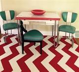 Art Deco Enamel Slide Top & Chrome Leg Table, Pair Chairs