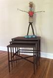 Set Three Steel Solid Top Nesting Tables, Burnt Sienna Patina, Largest 24"Wx 16"D x 22-1/2"H
