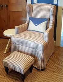 Checkered Chair and Ottoman