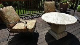 Iron Patio Chairs Concrete Round Table