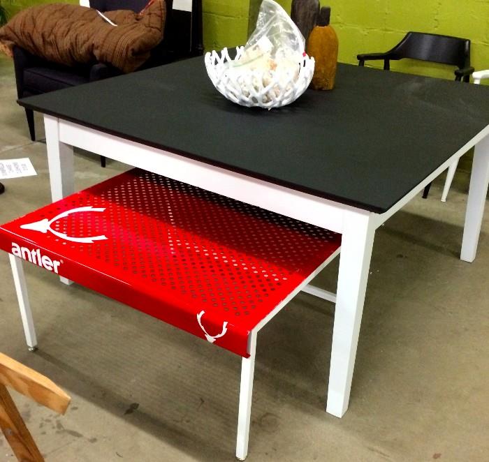 Large Square Chalk Paint table, Cool Square "Industrial" coffee table.