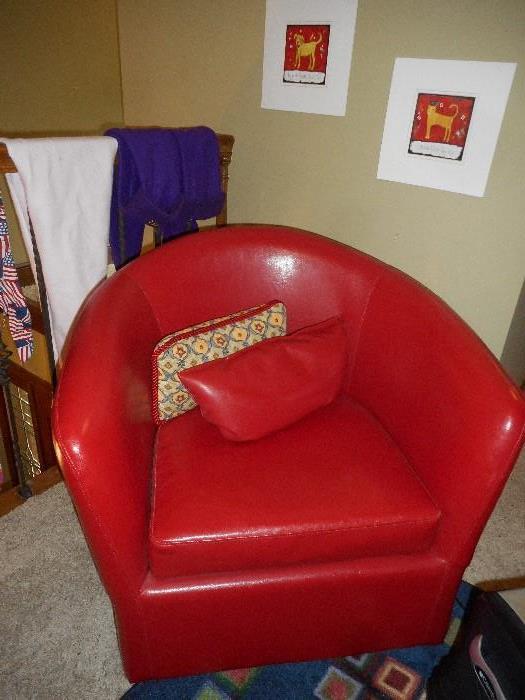 Red swivel chair, there are 2 of them