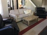 couch, coffee table, recliners, end tables