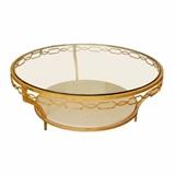 BAKER FURNITURE GILT METAL BRACELET TABLE WITH WHITE LIMESTONE UNDERTIER