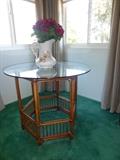 Rattan and Glass Table