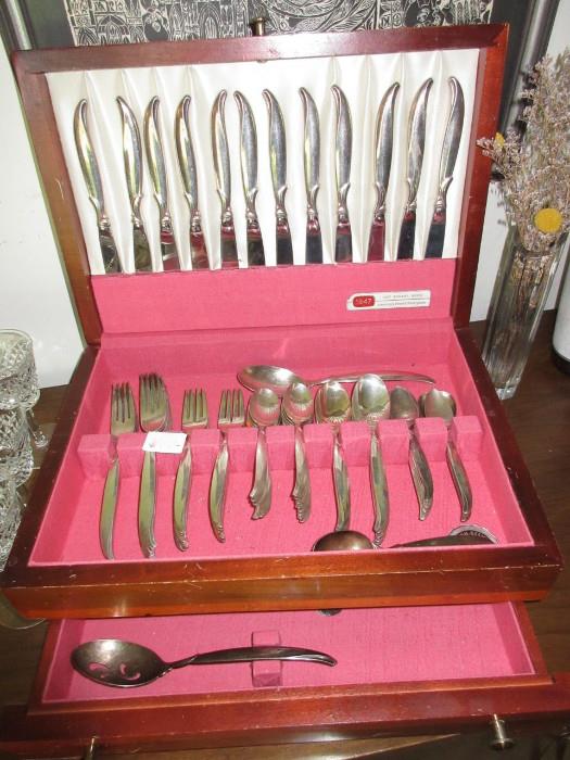 1847 Rogers Bros silverplated flatware, Flair pattern.