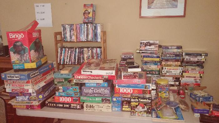 VHS, DVD and vintage games and puzzles