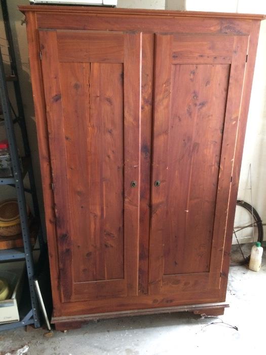 Old Cedar wood wardrobe cabinet 