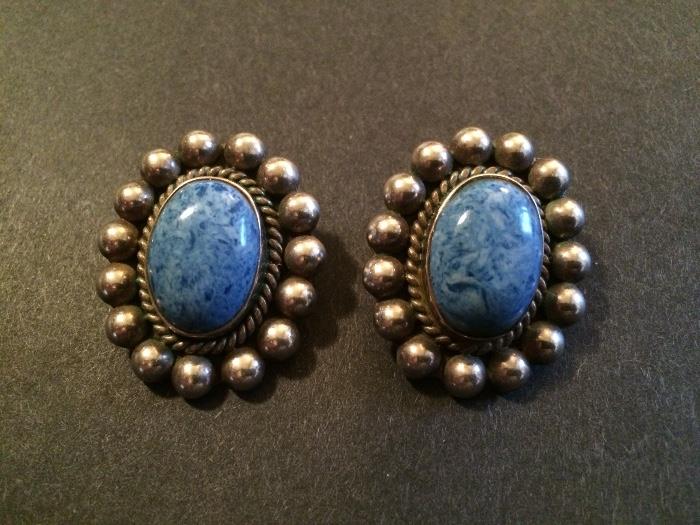 Vintage Mexican Sterling Silver Clip Earrings