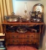 Vintage French Provincial Style Rolling Server, Vintage Silverplate