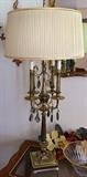 Vintage Tear Drop Crystal & Brass Candelabra Lamp