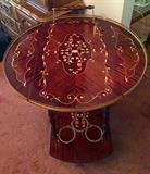 Vintage Italian Inlaid Wood Serving Trolley Bar / Tea & Dessert Cart with Drop Leaves