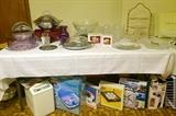 Cake Plates with Domes, Pressed Glass, Punch Bowls, Tiered Serving Tray, Foot Bath, Glass Tik-Tac-Toe Set & more