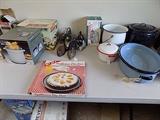 Antique irons, more enamelware.